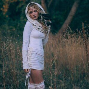 Elven Forest Cowl neck/hood mini dress size XS/S